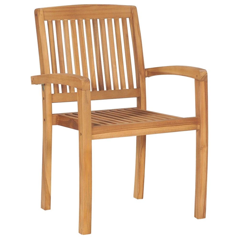 Stacking Patio Chairs with Cushions 4 pcs Solid Teak Wood. Picture 4