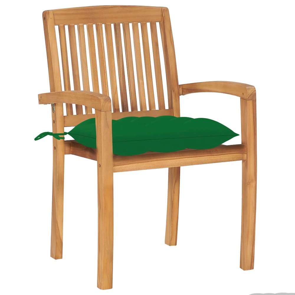 Stacking Patio Chairs with Cushions 4 pcs Solid Teak Wood. Picture 3