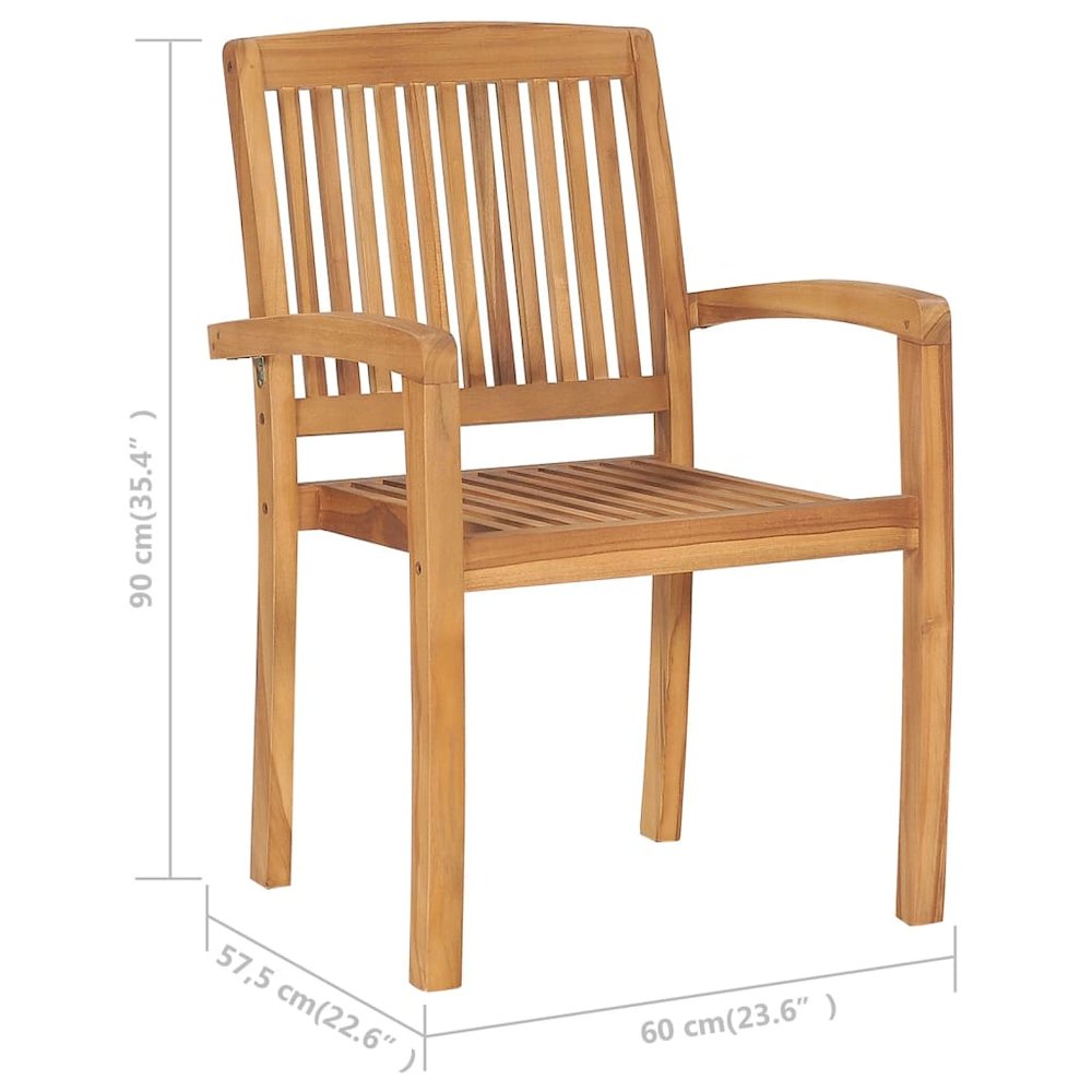Patio Chair Set of 6 Natural Teak, Green Solid Teak Wood, Polyester. Picture 12
