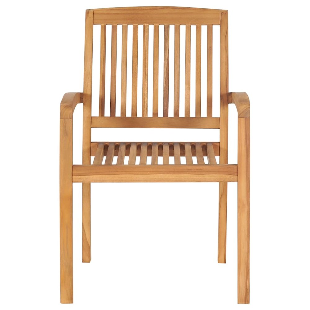 Patio Chair Set of 6 Natural Teak, Green Solid Teak Wood, Polyester. Picture 5