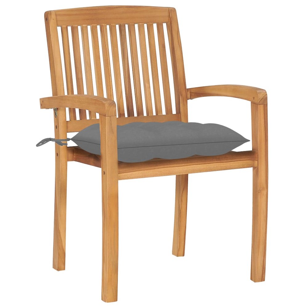 Stacking Patio Chairs with Cushions 8 pcs Solid Teak Wood. Picture 3