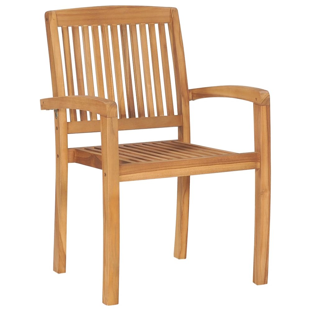 Stacking Patio Chairs with Cushions 8 pcs Solid Teak Wood. Picture 4