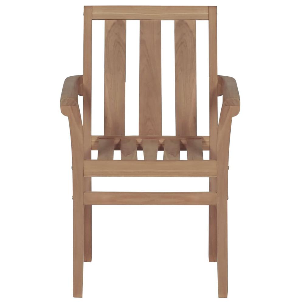 vidaXL Stackable Patio Chairs with Cushions 4 pcs Solid Teak Wood, 3073401. Picture 5