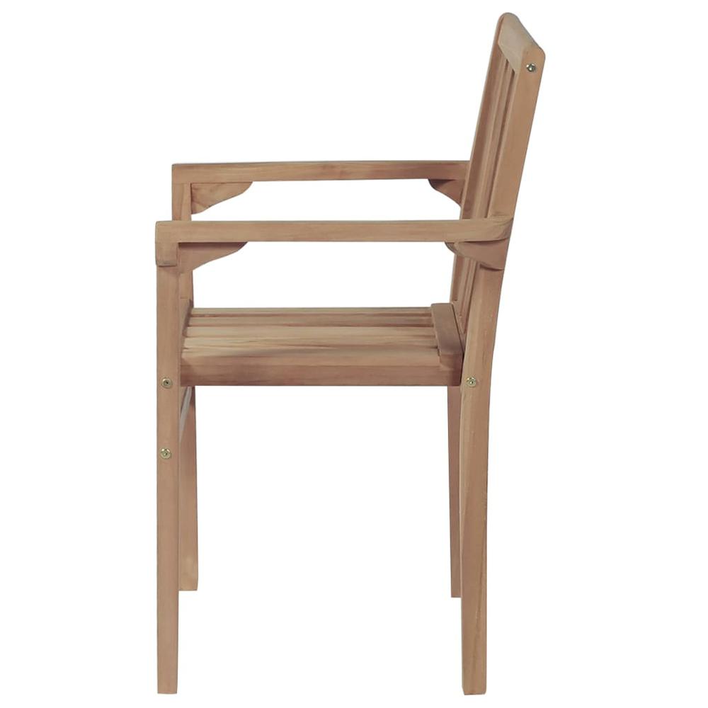 vidaXL Stackable Patio Chairs with Cushions 4 pcs Solid Teak Wood, 3073401. Picture 6