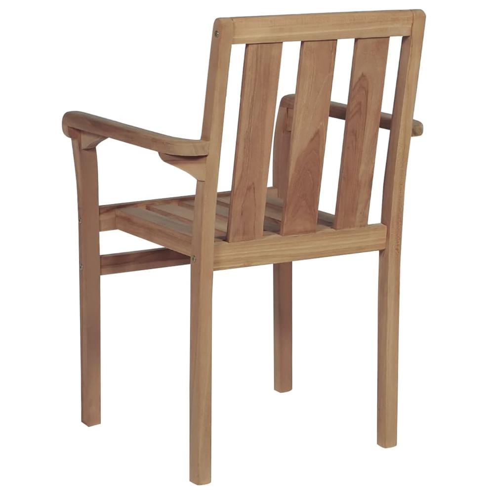vidaXL Stackable Patio Chairs with Cushions 4 pcs Solid Teak Wood, 3073401. Picture 7