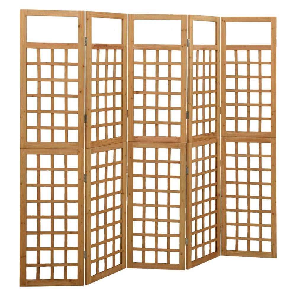 vidaXL 5-Panel Room Divider/Trellis Solid Fir Wood 79.3"x70.9". Picture 1