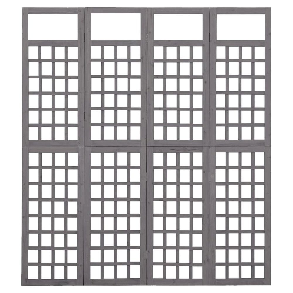 4-Panel Room Divider/Trellis Solid Fir Wood Gray 63.4"x70.9". Picture 2