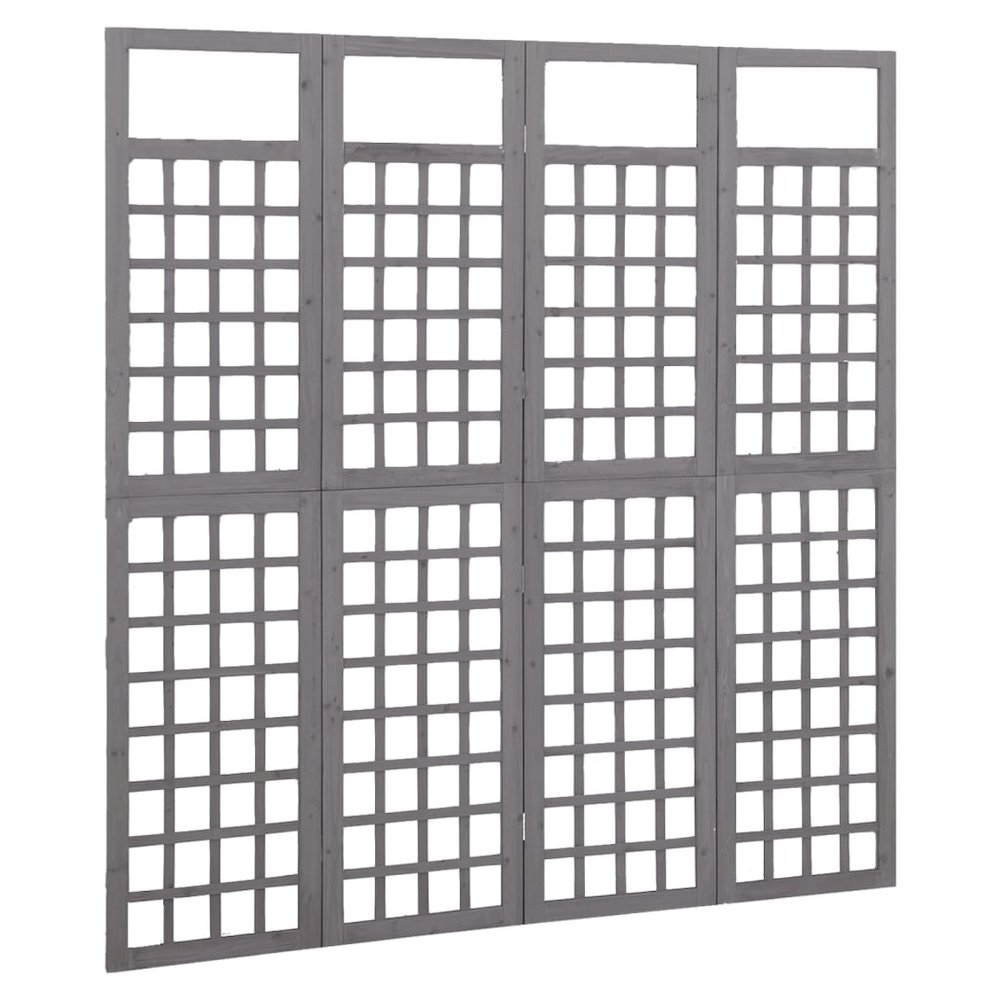 4-Panel Room Divider/Trellis Solid Fir Wood Gray 63.4"x70.9". Picture 3