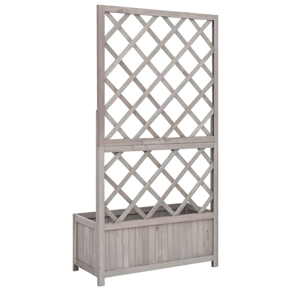 Planter Grey Solid firwood 27.6 x 11.8 x 53.1 in Planters. Picture 4