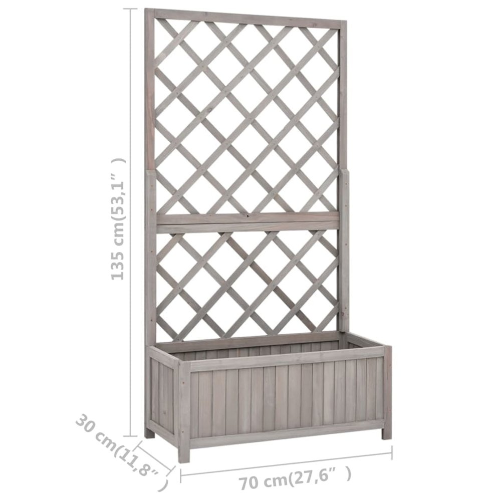 Planter Grey Solid firwood 27.6 x 11.8 x 53.1 in Planters. Picture 7