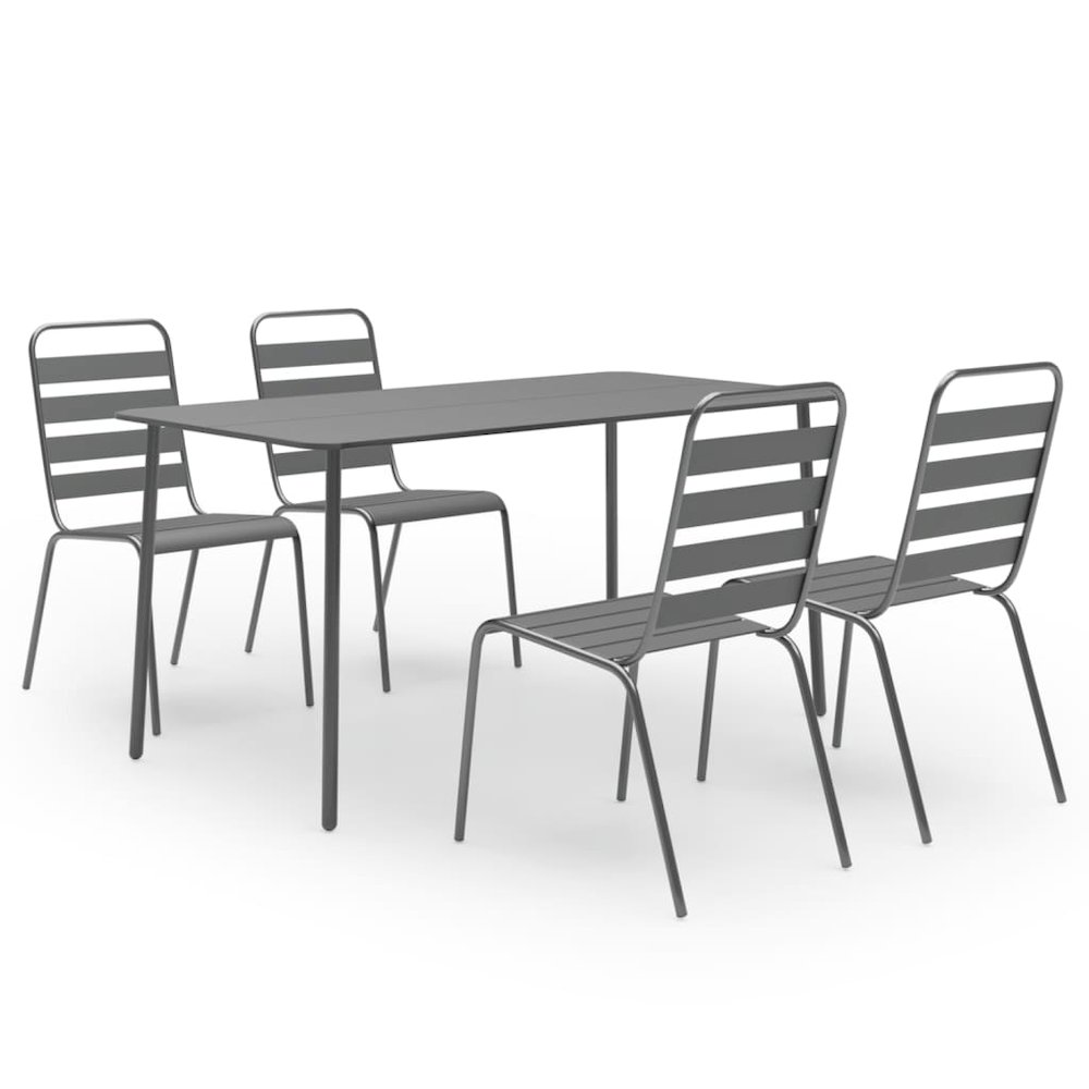 Dining Set Dark Gray Steel with e-coated and powder-coated finish. Picture 2