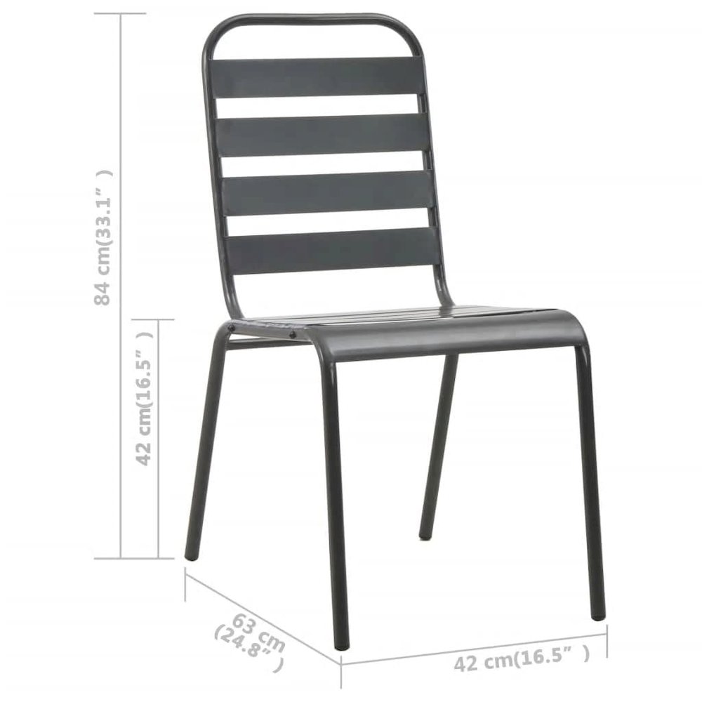 Dining Set Dark Gray Steel with e-coated and powder-coated finish. Picture 8