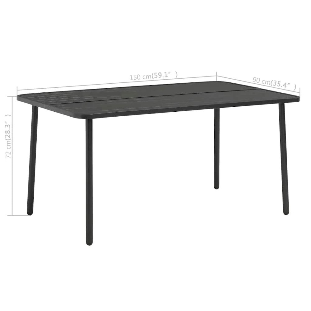 Dining Set Dark Gray Steel with e-coated and powder-coated finish. Picture 9