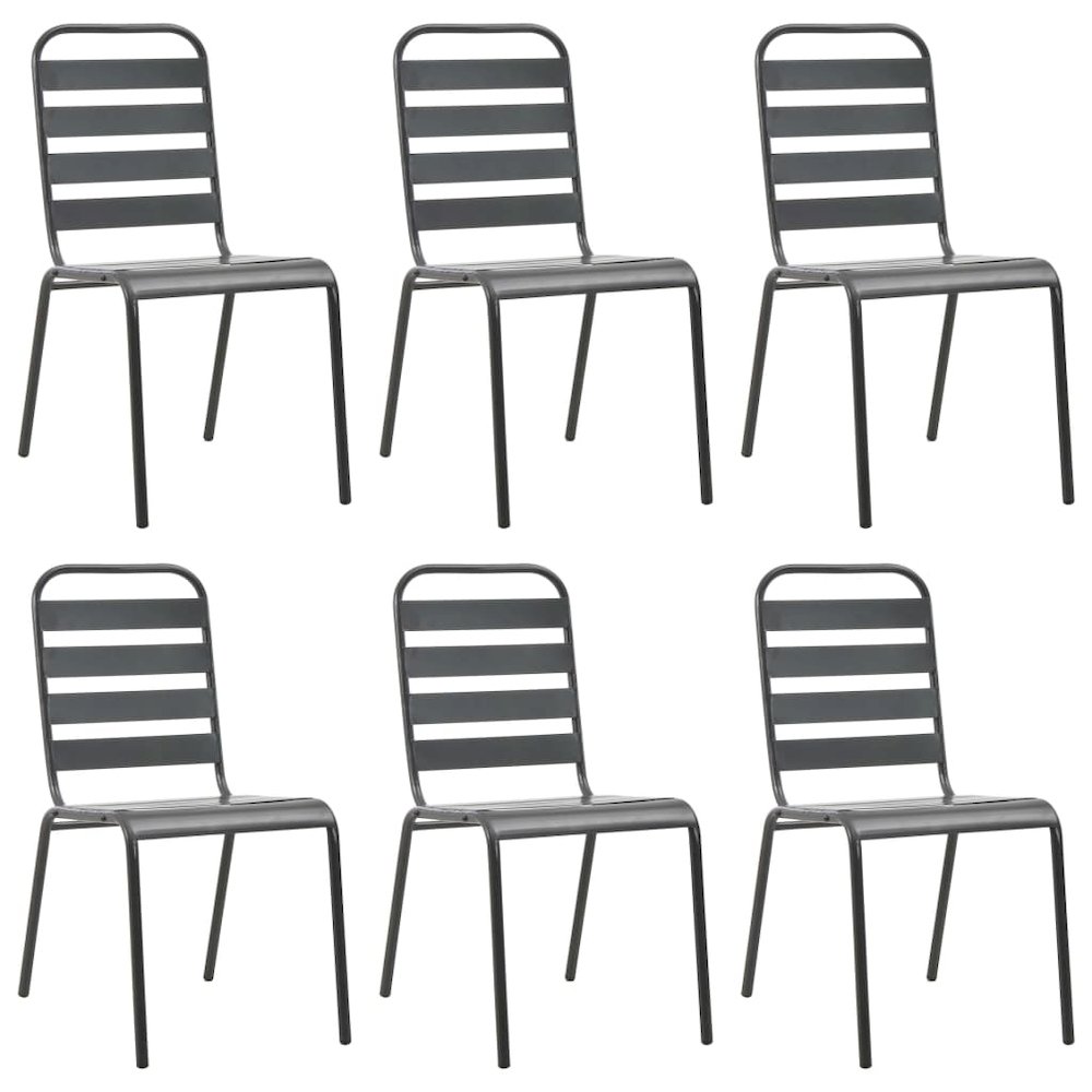 Dining Set Dark gray Steel with e-coated and powder-coated finish. Picture 6
