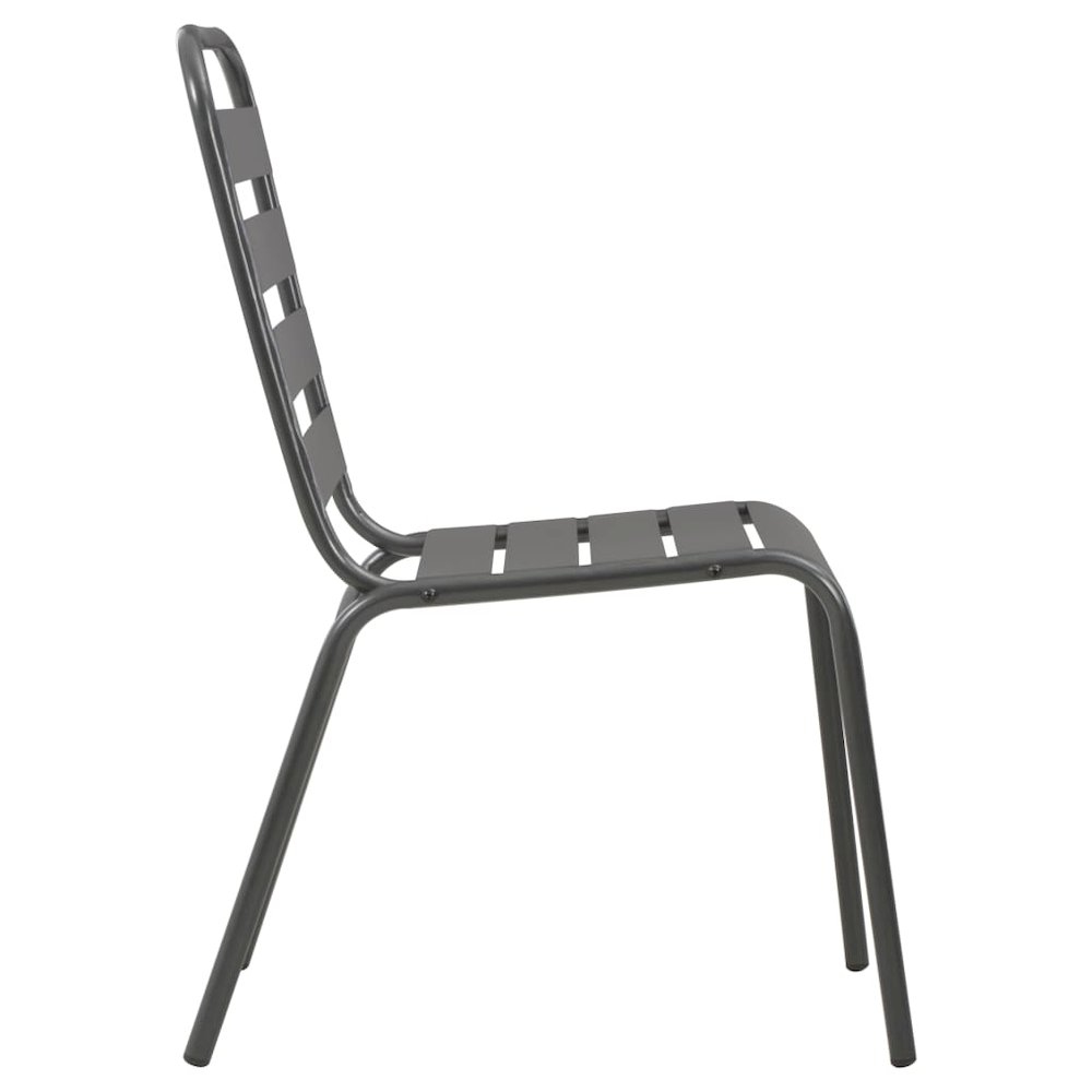 Dining Set Dark gray Steel with e-coated and powder-coated finish. Picture 8