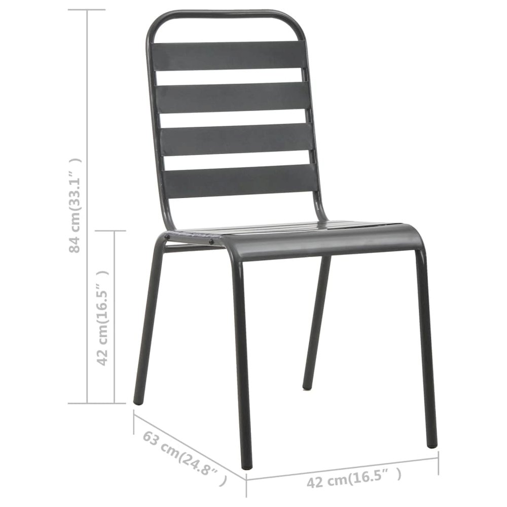Dining Set Dark gray Steel with e-coated and powder-coated finish. Picture 9