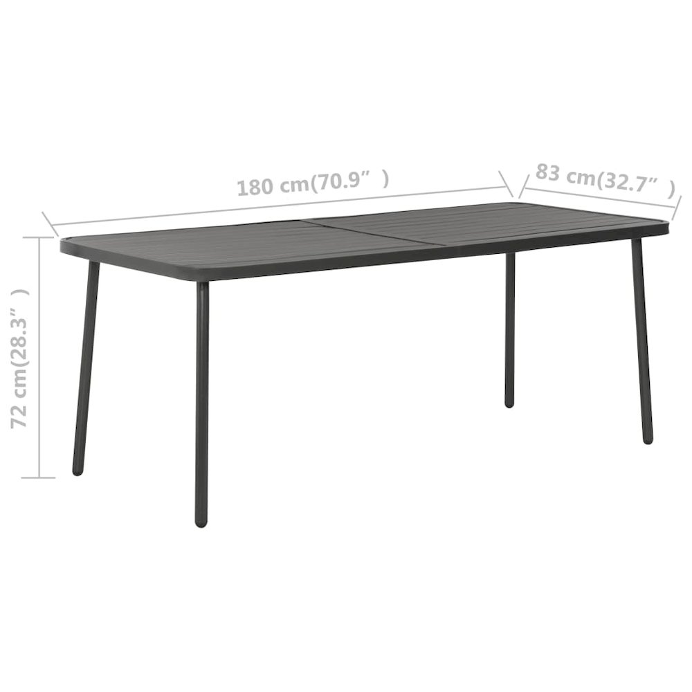 Dining Set Dark gray Steel with e-coated and powder-coated finish. Picture 10