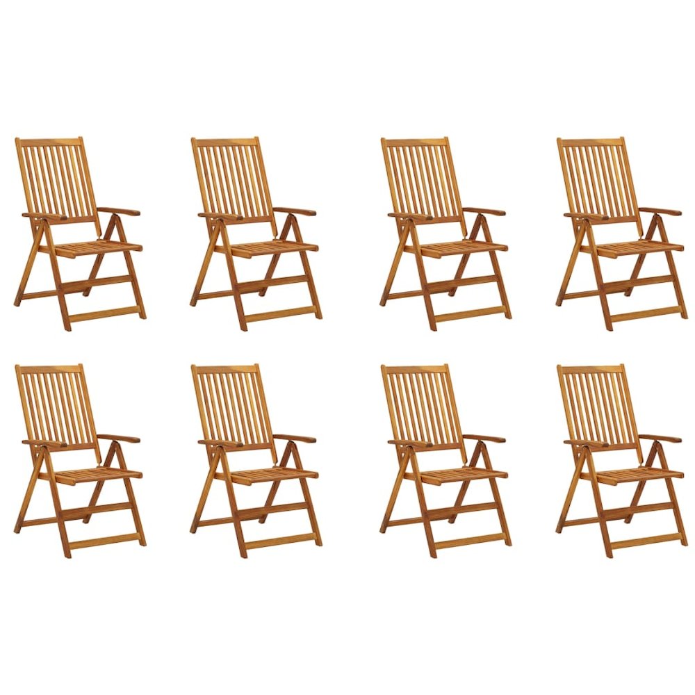 Garden Chair Set of 8 Natural Wood Solid Acacia Wood Standard. Picture 1