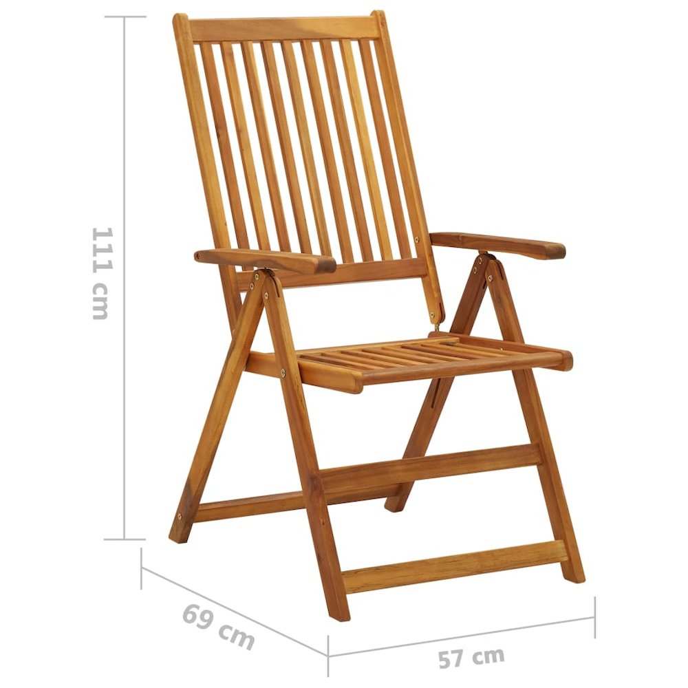 Garden Chair Set of 8 Natural Wood Solid Acacia Wood Standard. Picture 5