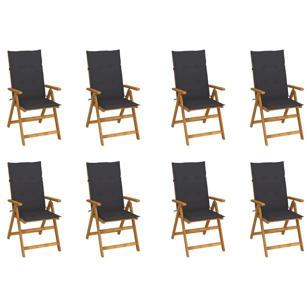 Garden Chair Set of 8 Anthracite Solid Acacia wood Standard. Picture 1