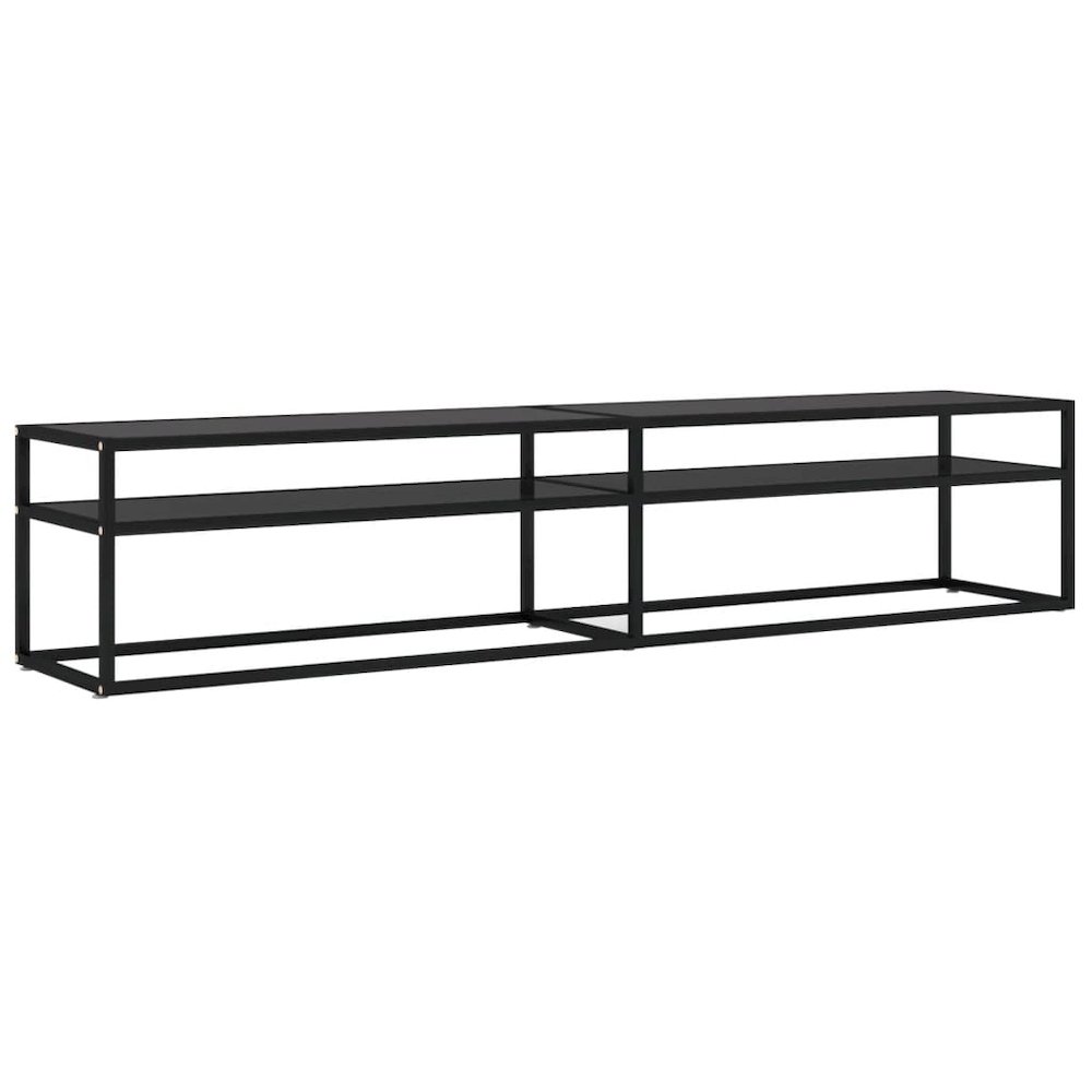 TV Cabinet Black Tempered Glass 78.7 x 15.7 x 15.9 in Sleek. Picture 2