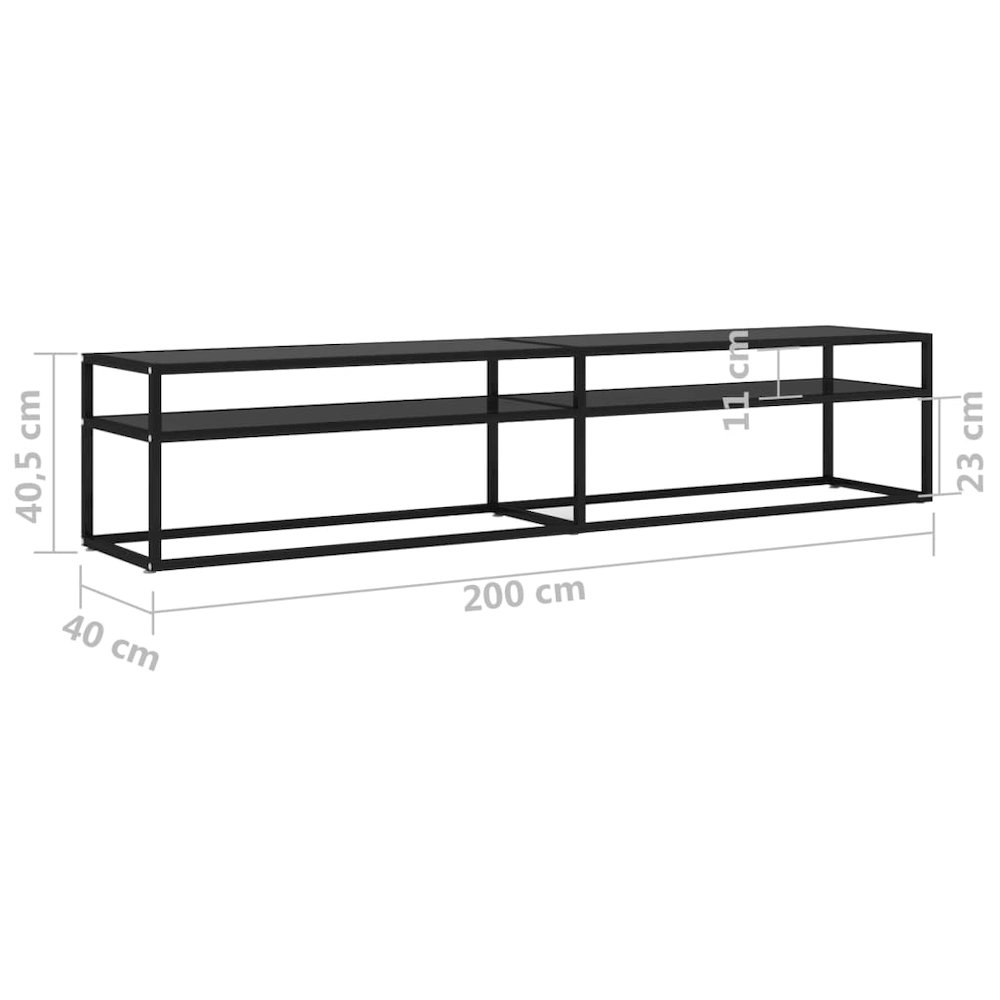 TV Cabinet Black Tempered Glass 78.7 x 15.7 x 15.9 in Sleek. Picture 6