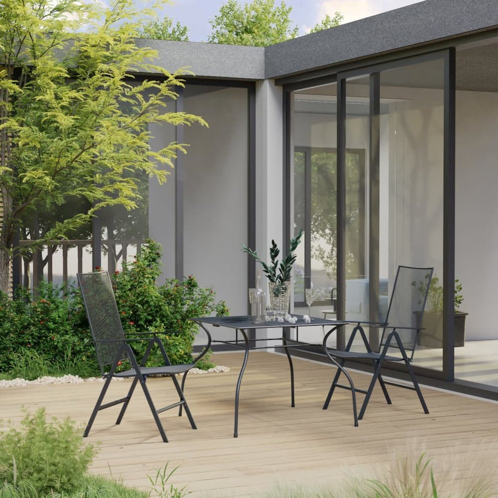 Dining Set Anthracite Steel with e-coated and powder-coated finish. Picture 1
