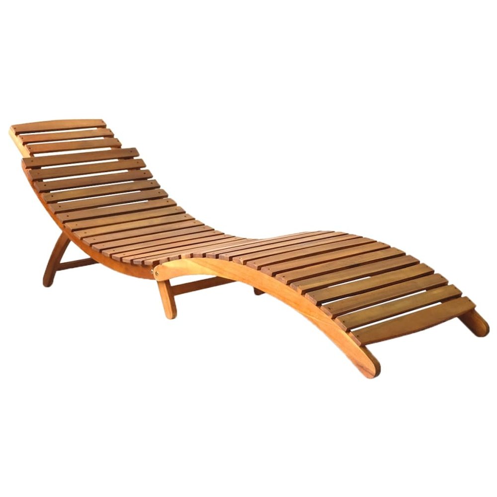 Sun Lounger Grey Solid Acacia wood, Polyester Standard Foldable. Picture 2
