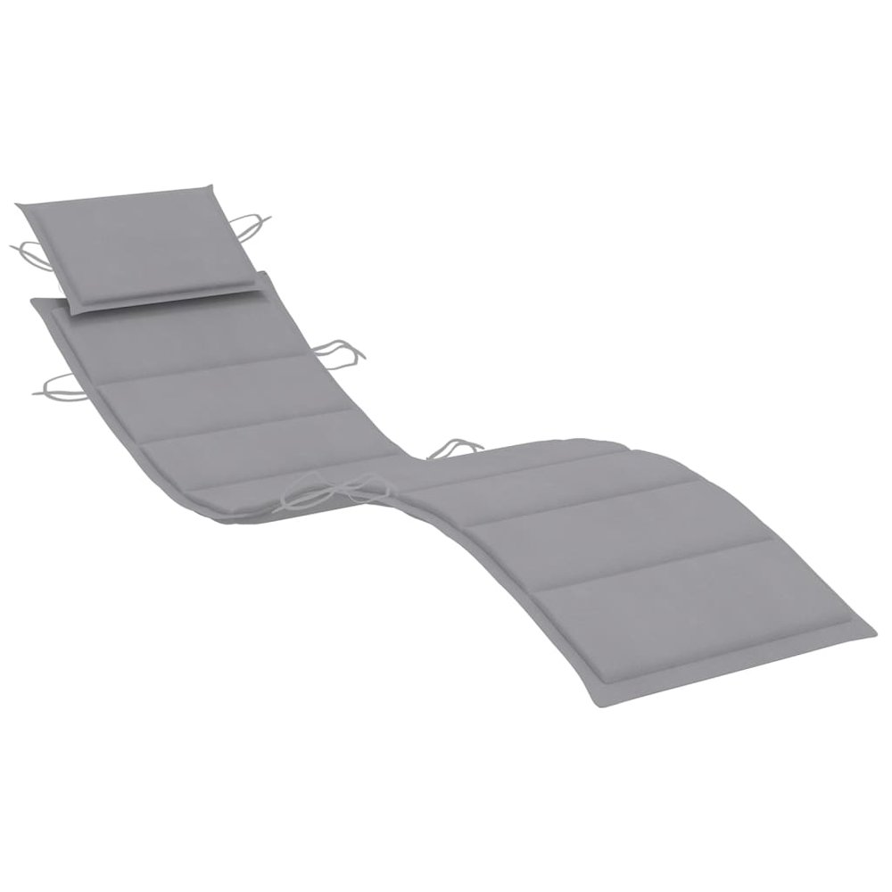 Sun Lounger Grey Solid Acacia wood, Polyester Standard Foldable. Picture 6