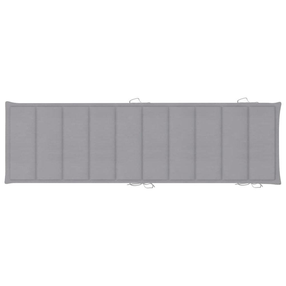 Sun Lounger Grey Solid Acacia wood, Polyester Standard Foldable. Picture 10