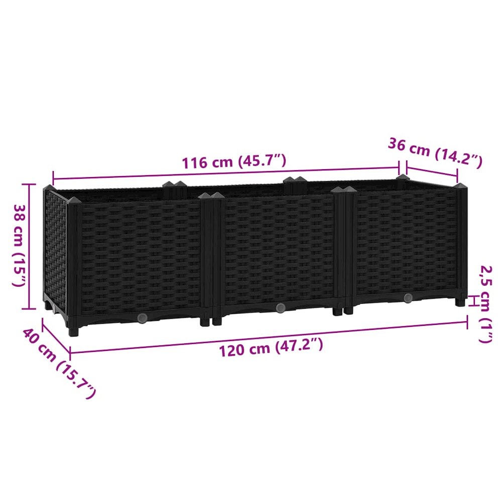 Raised Bed Black Polypropylene Large Durable Outdoor Planter. Picture 8