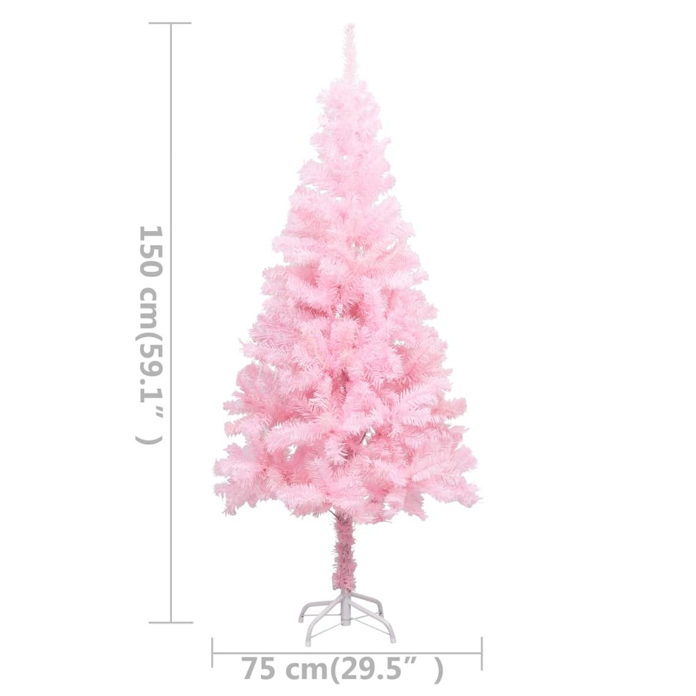 Artificial Pre-lit Christmas Tree with Ball Set Pink 59.1" PVC. Picture 12
