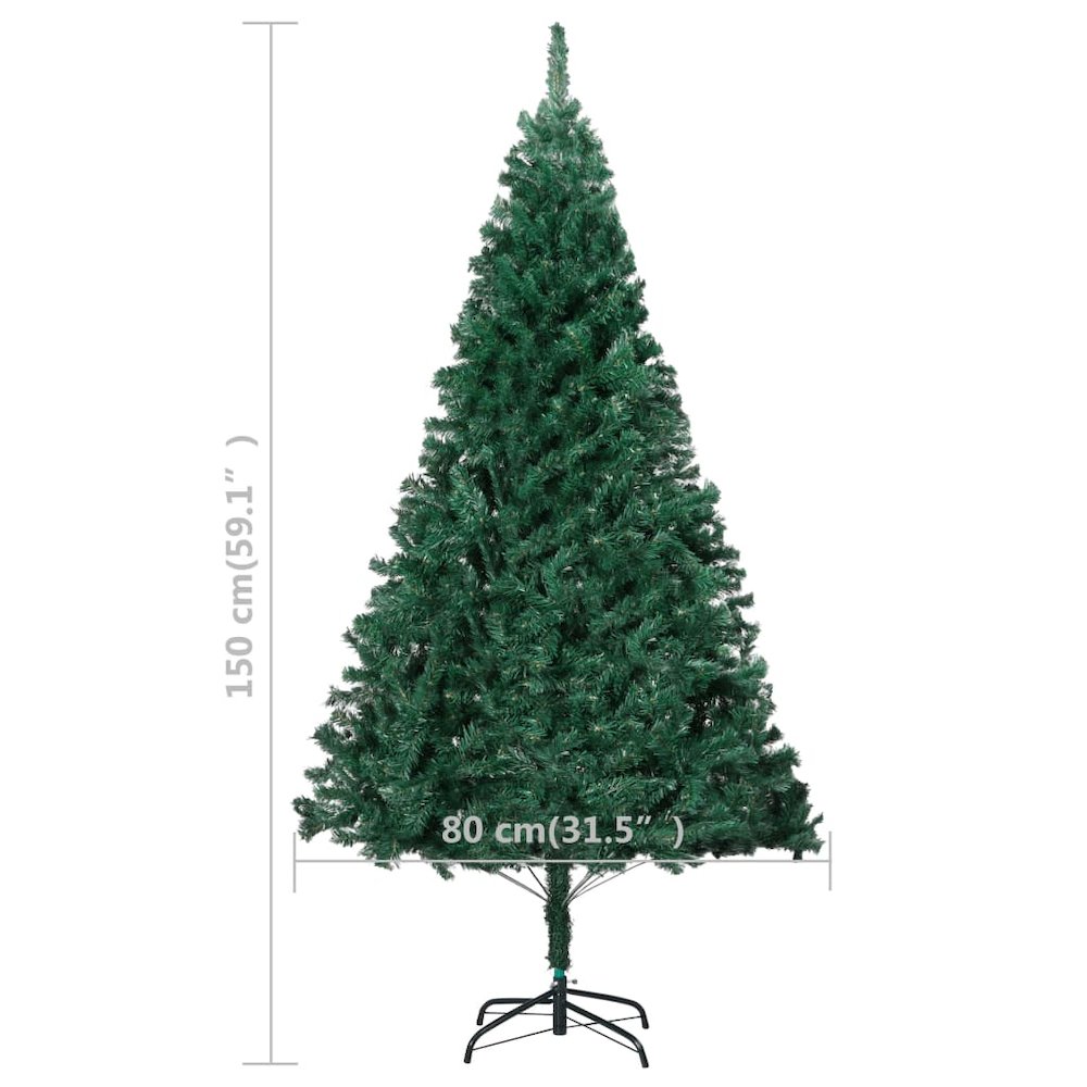 vidaXL Artificial Christmas Tree with LEDs&Ball Set Green 59.1" PVC, 3077535. Picture 12