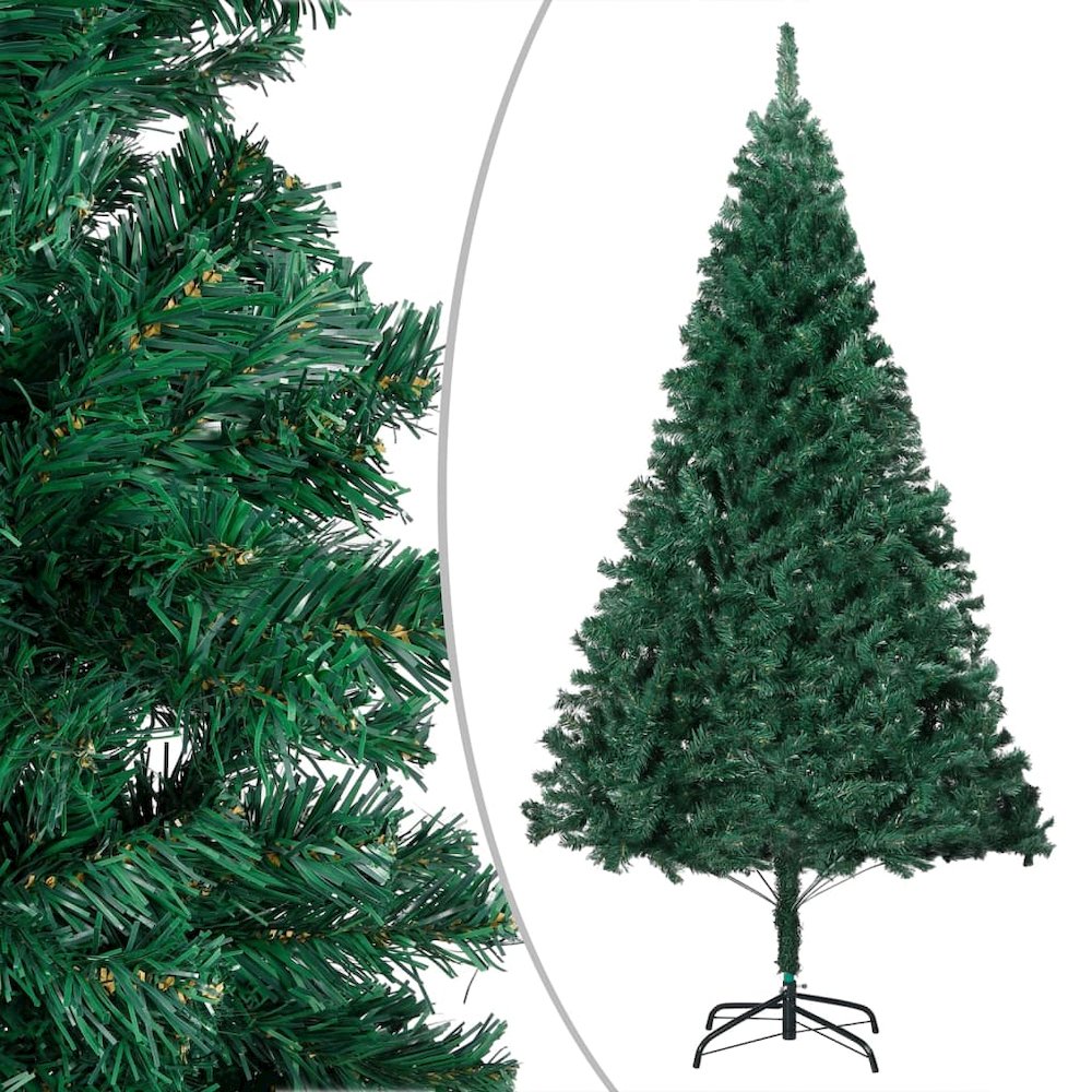 vidaXL Artificial Christmas Tree with LEDs&Ball Set Green 70.9" PVC, 3077536. Picture 2