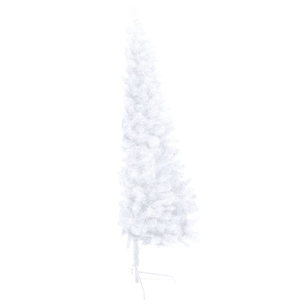 vidaXL Artificial Half Christmas Tree with LEDs&Ball Set White 59.1", 3077569. Picture 4