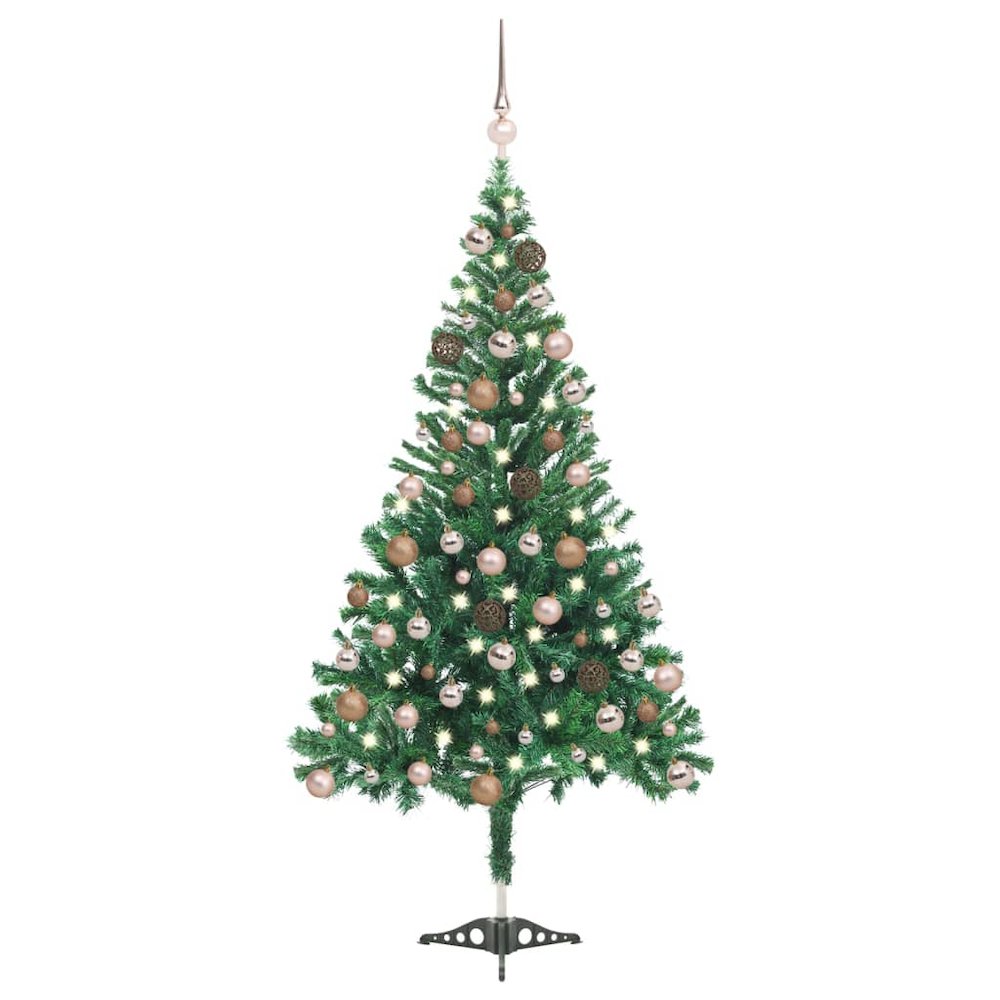 vidaXL Artificial Christmas Tree with LEDs&Ball Set 70.9" 564 Branches, 3077575. Picture 1