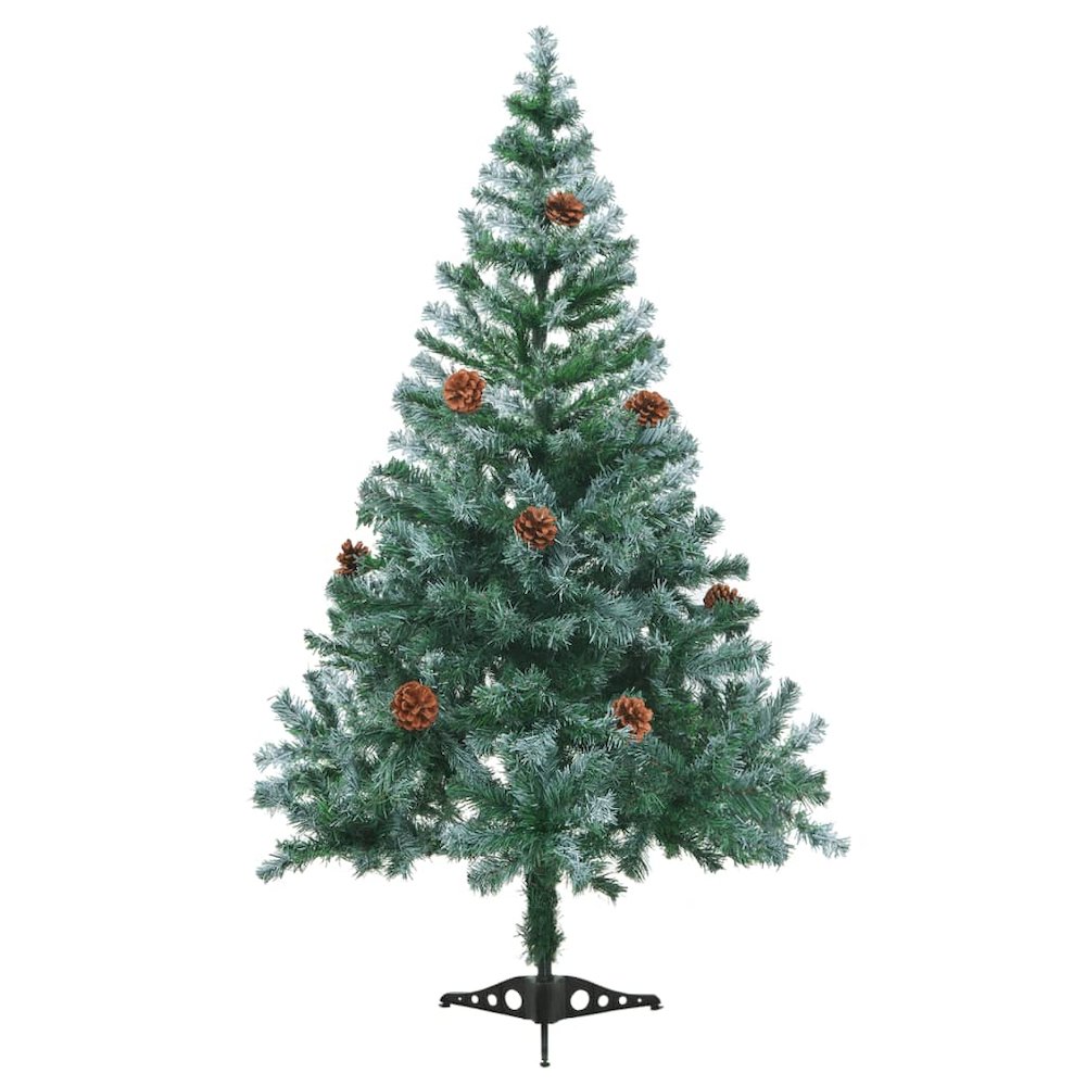 vidaXL Frosted Christmas Tree with LEDs&Ball Set Pinecones 59.1", 3077613. Picture 3