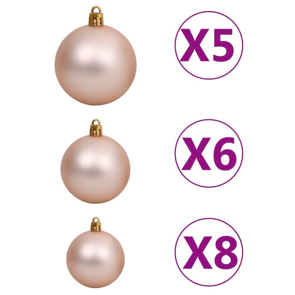 vidaXL Frosted Christmas Tree with LEDs&Ball Set Pinecones 59.1", 3077613. Picture 9