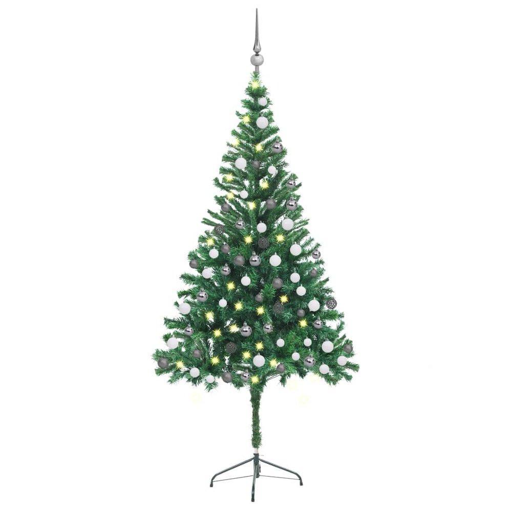 vidaXL Artificial Christmas Tree with LEDs&Ball Set 70.9" 564 Branches, 3077661. Picture 1