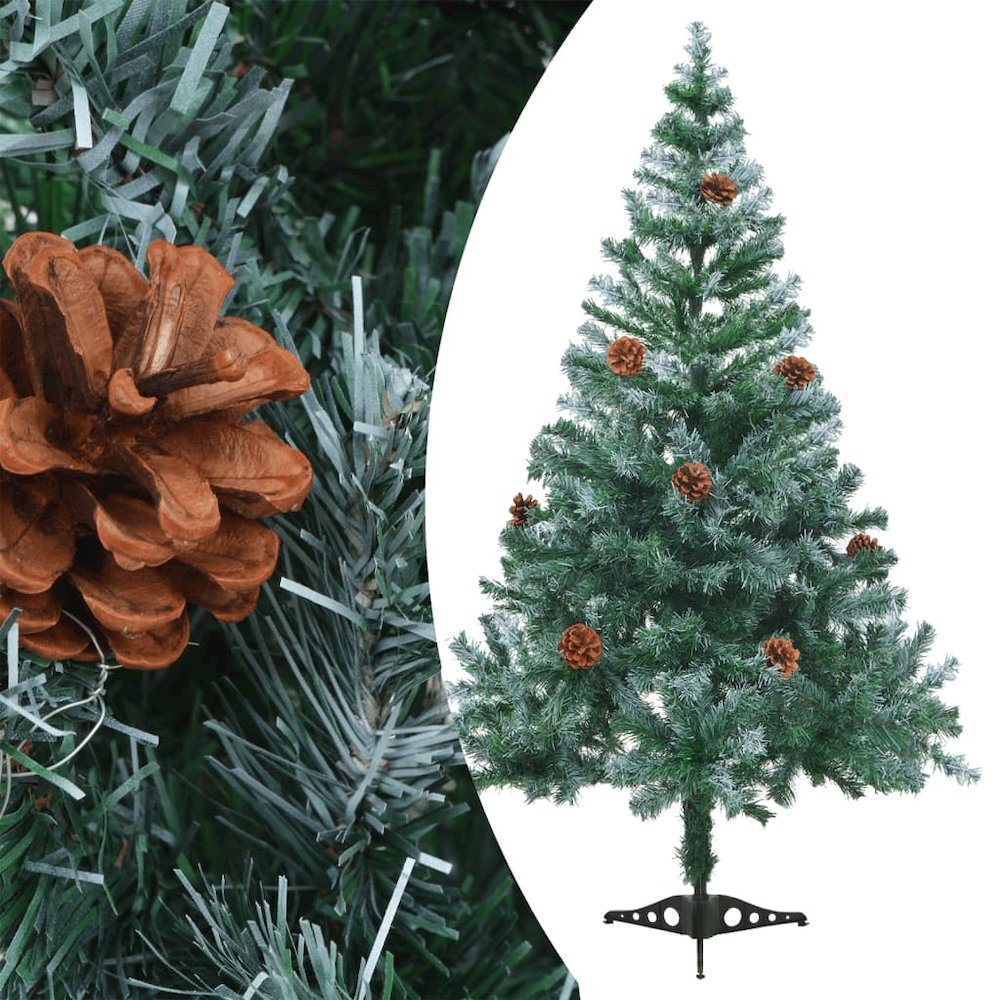 vidaXL Frosted Christmas Tree with LEDs&Ball Set Pinecones 59.1", 3077699. Picture 2
