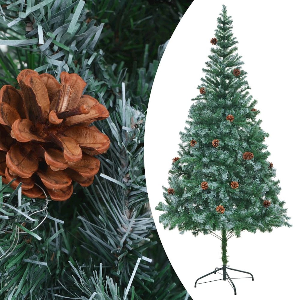 vidaXL Artificial Christmas Tree with LEDs&Ball Set Pinecones 82.7", 3077701. Picture 2