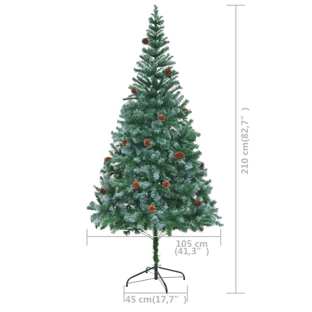 vidaXL Artificial Christmas Tree with LEDs&Ball Set Pinecones 82.7", 3077701. Picture 12