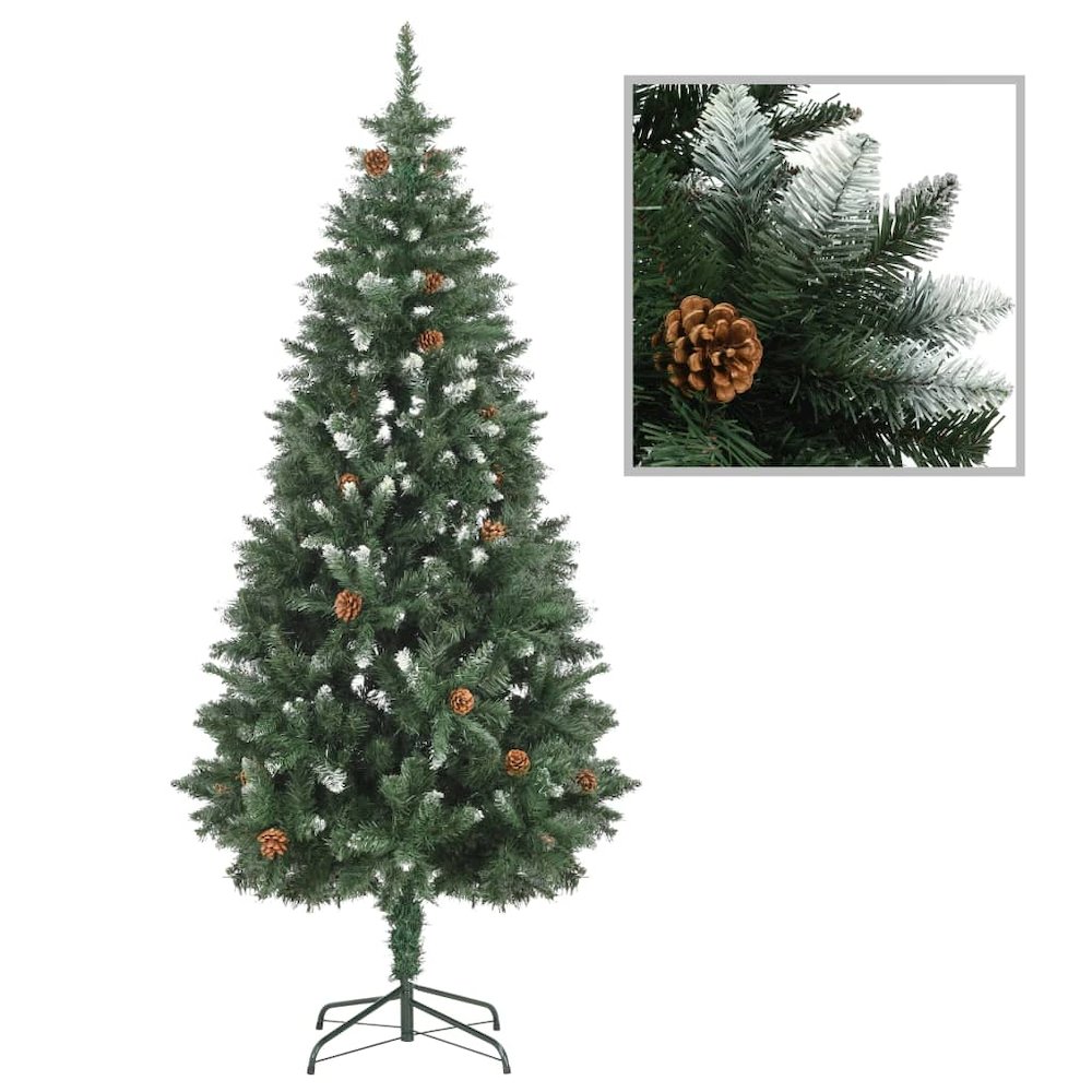 vidaXL Artificial Christmas Tree with LEDs&Ball Set&Pine Cones 70.9", 3077848. Picture 2