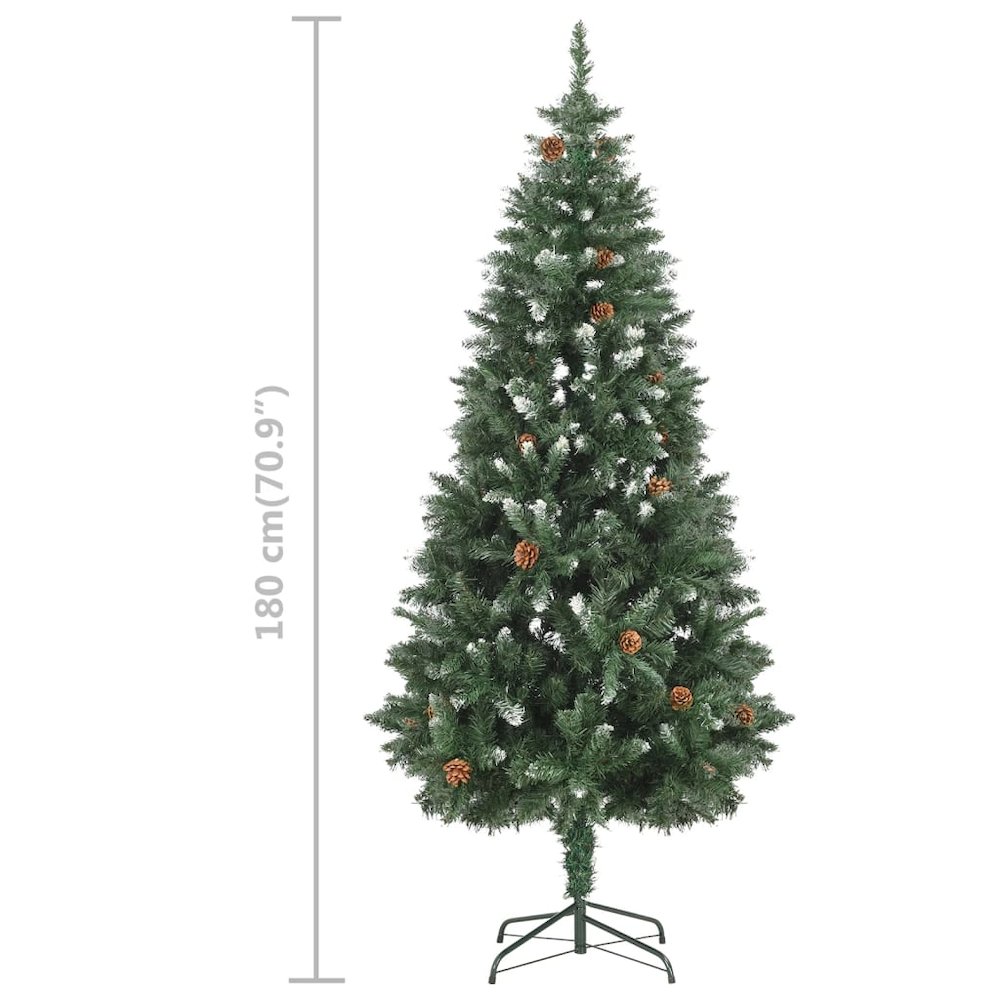 vidaXL Artificial Christmas Tree with LEDs&Ball Set&Pine Cones 70.9", 3077848. Picture 11