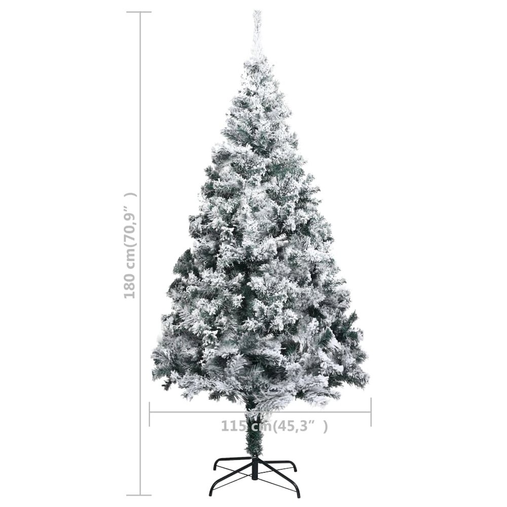 vidaXL Artificial Christmas Tree with LEDs&Ball Set Green 70.9" PVC, 3077868. Picture 11