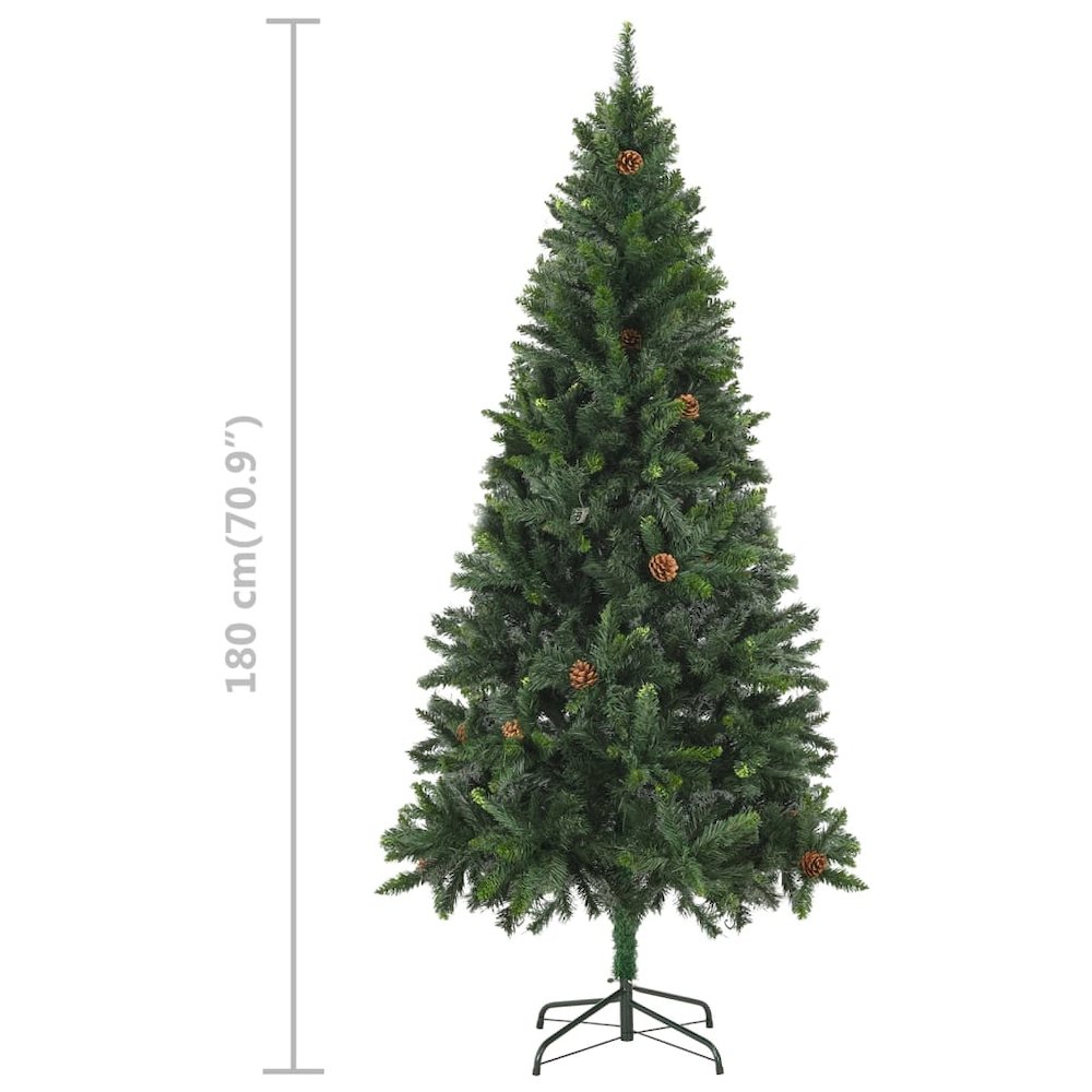vidaXL Artificial Christmas Tree with LEDs&Ball Set Pine Cones 70.9", 3077893. Picture 12