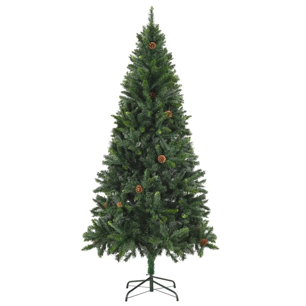 vidaXL Artificial Christmas Tree with LEDs&Ball Set Pine Cones 70.9", 3077893. Picture 3