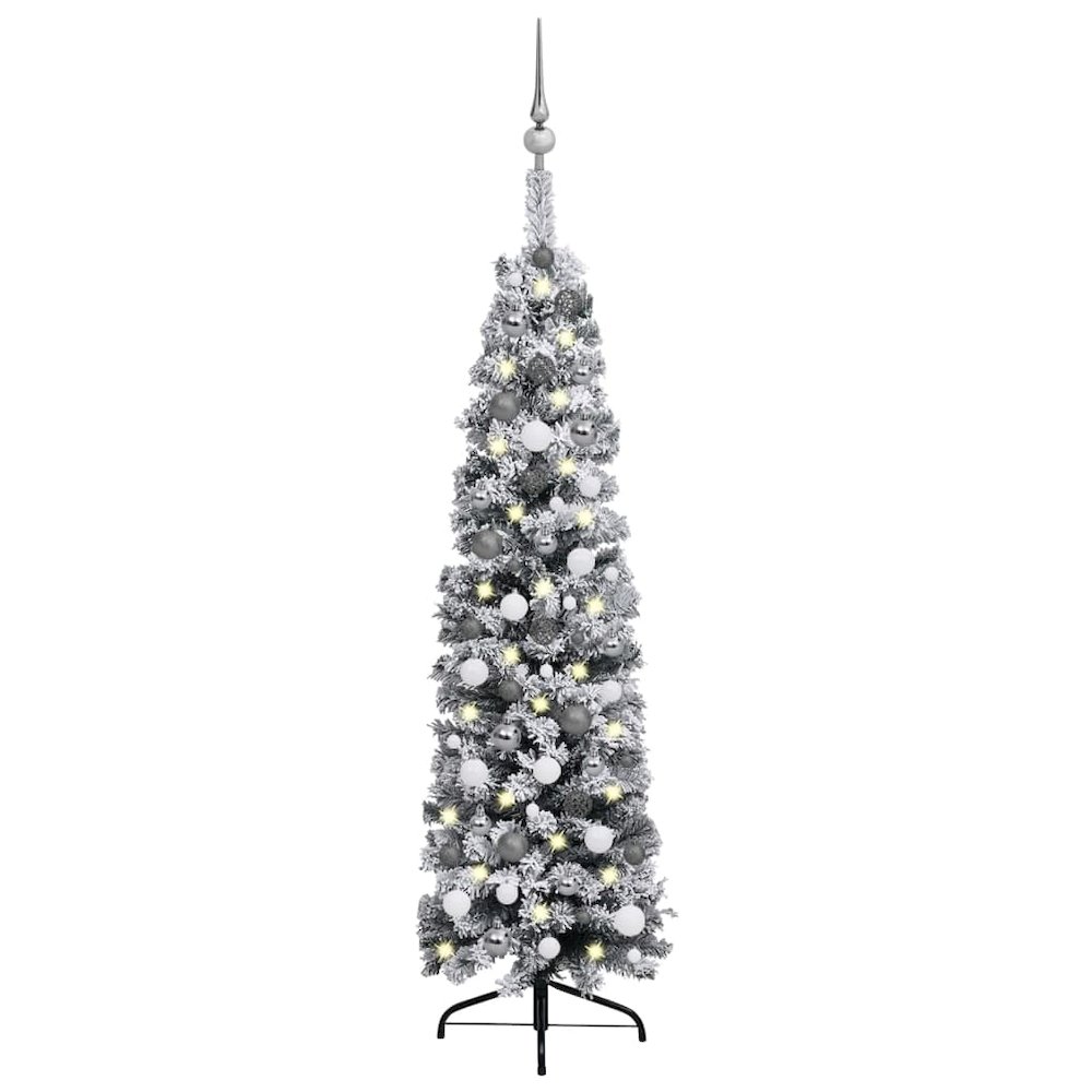 Artificial Christmas Tree Green, White, Grey PVC, Steel, Plastic. Picture 1