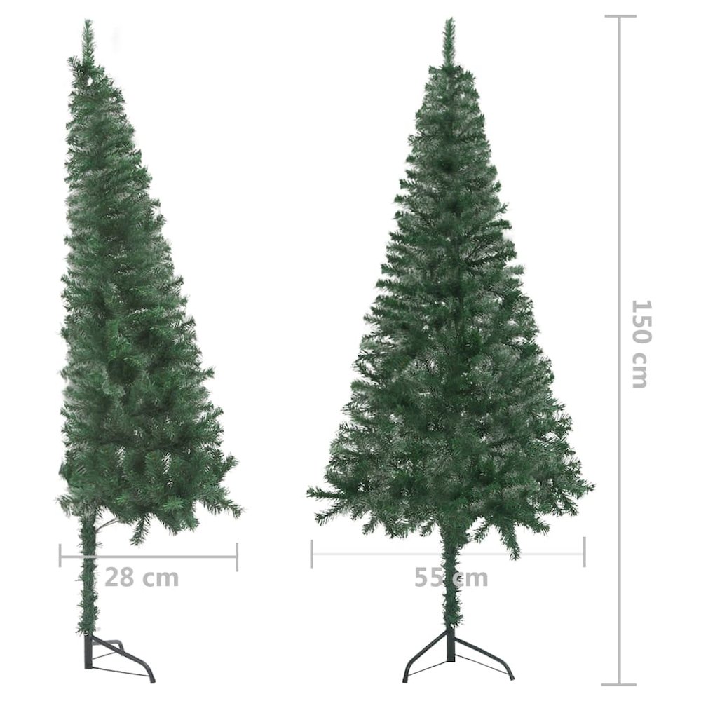 vidaXL Corner Artificial Christmas Tree LEDs&Ball Set Green 59.1" PVC, 3077943. Picture 12