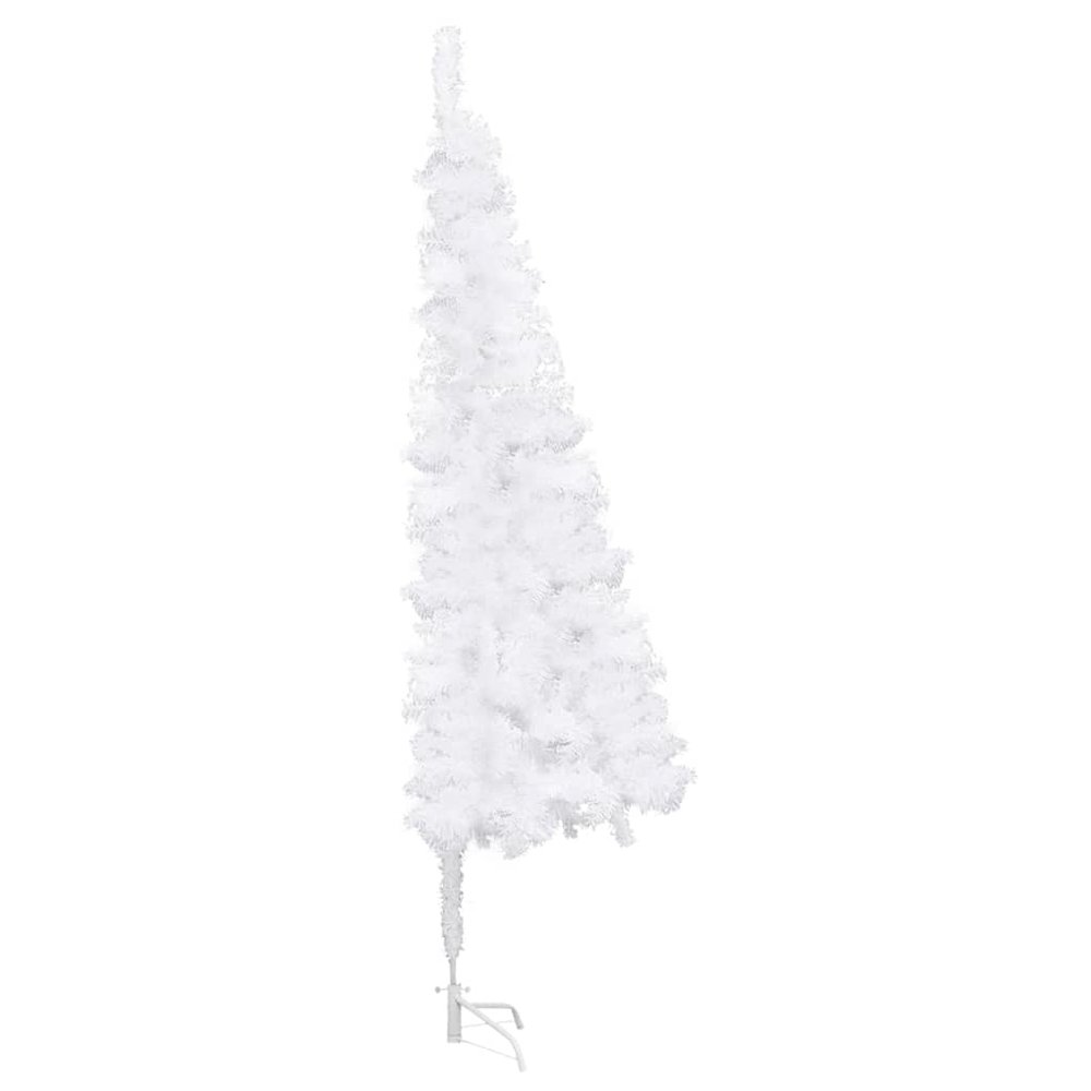 vidaXL Corner Artificial Christmas Tree LEDs&Ball Set White 59.1" PVC, 3077968. Picture 3